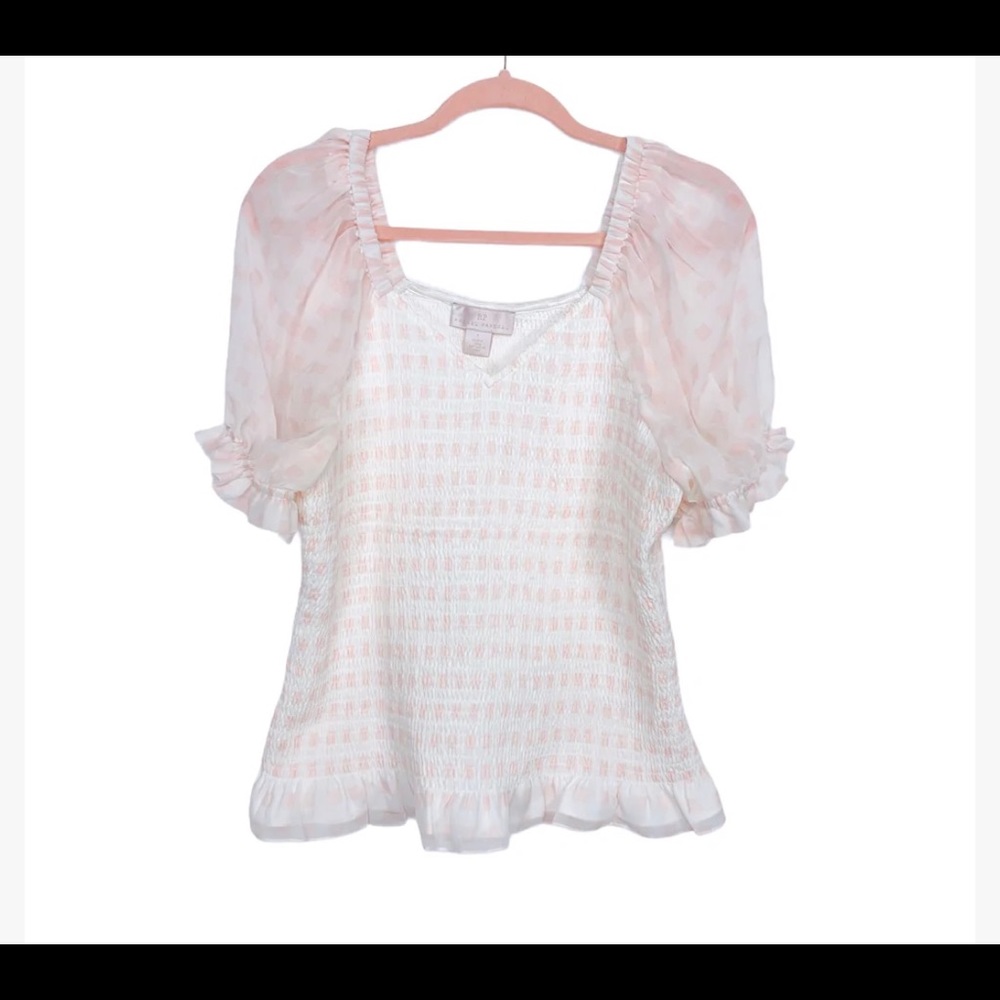 Rachel Parcell Puff Sleeve Smocked Top
